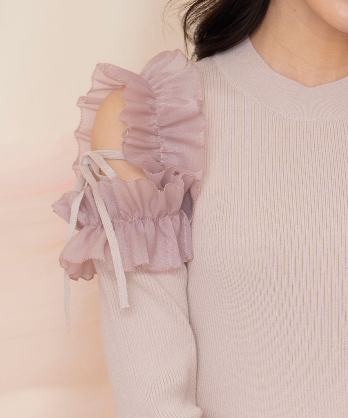WILLSELECTION「フリルショルダーリブニット」|ニット・セーター|