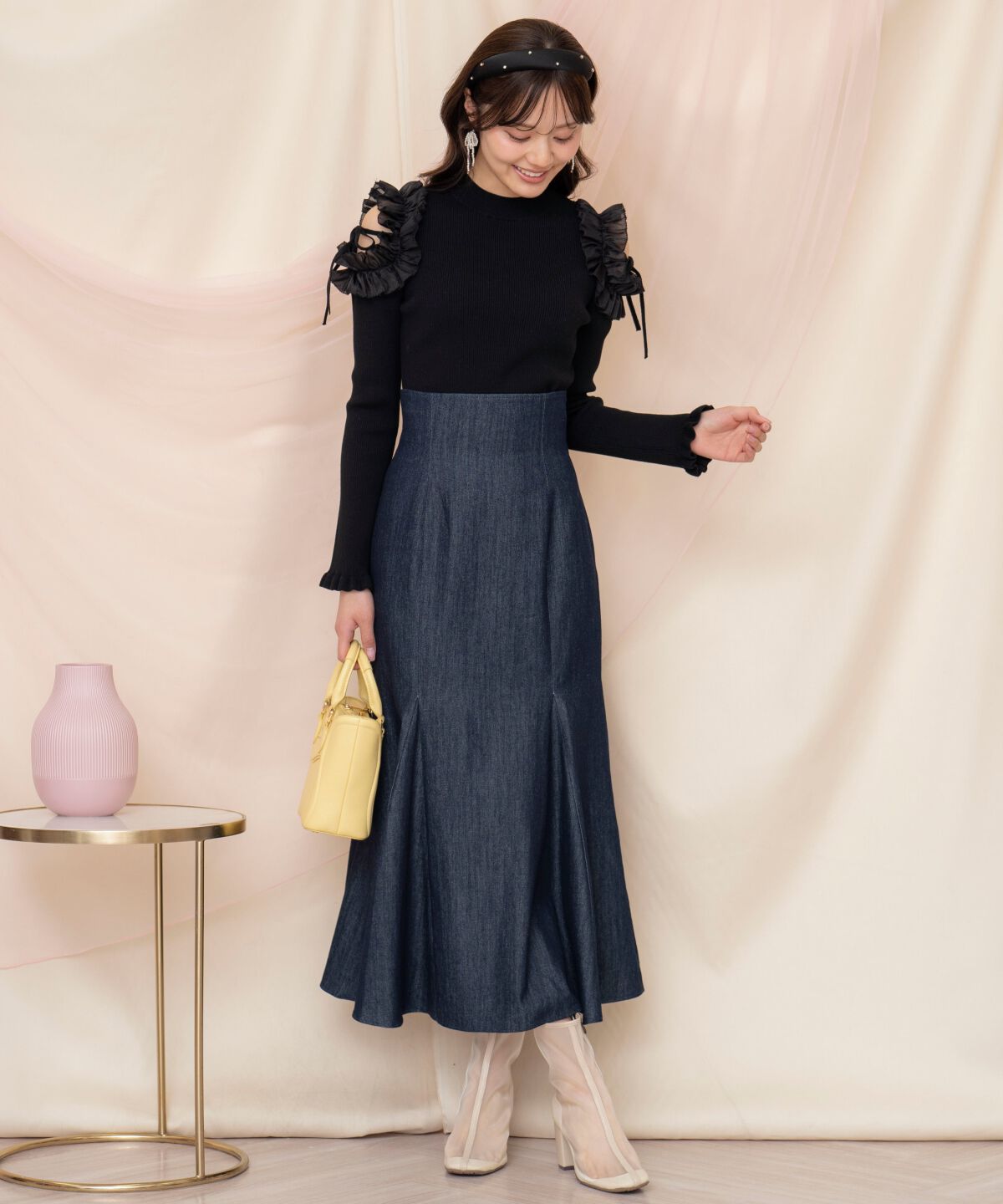 WILLSELECTION「フリルショルダーリブニット」|ニット・セーター|