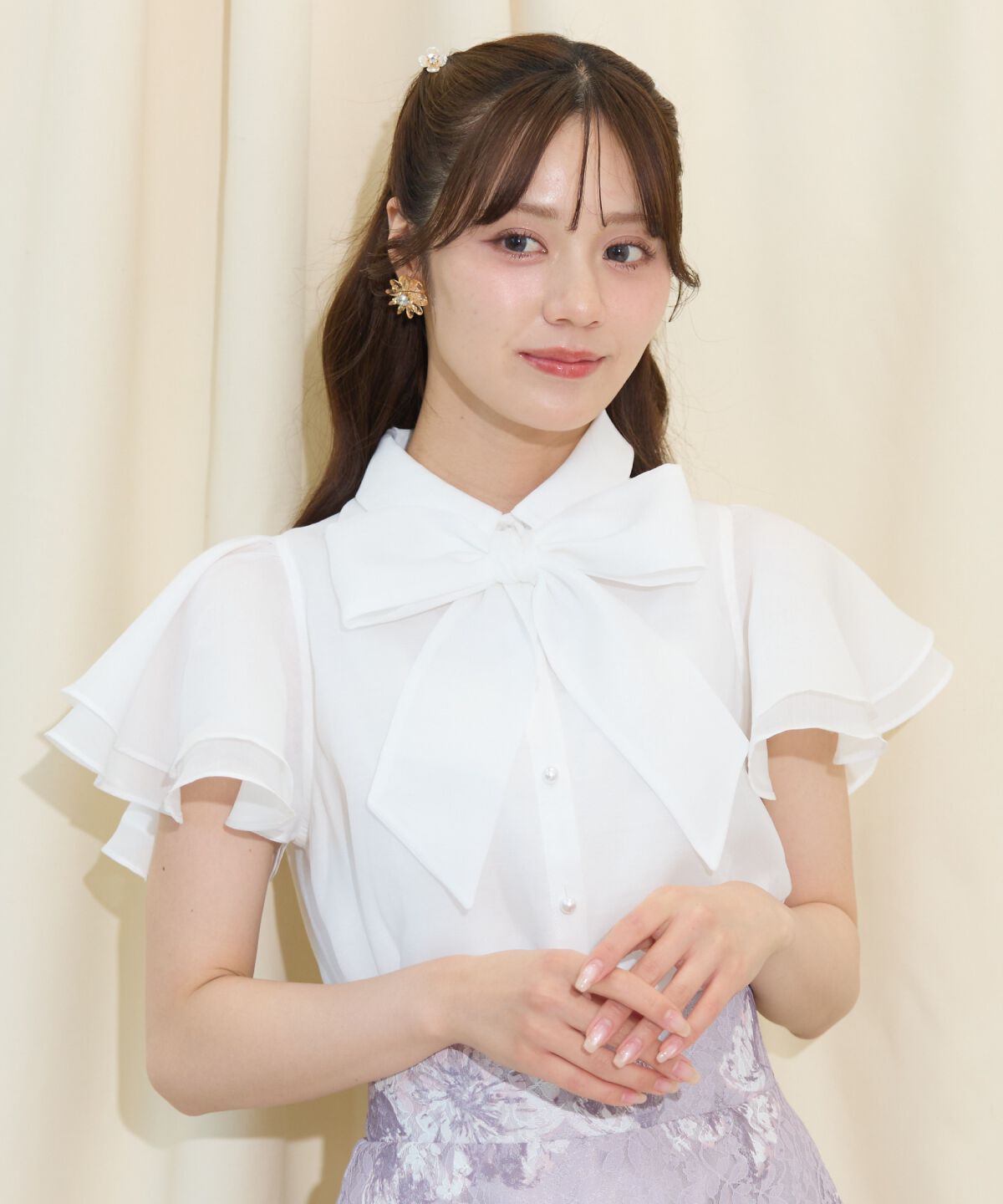 WILLSELECTION「フレアスリーブリボンタイブラウス」|シャツ・ブラウス|