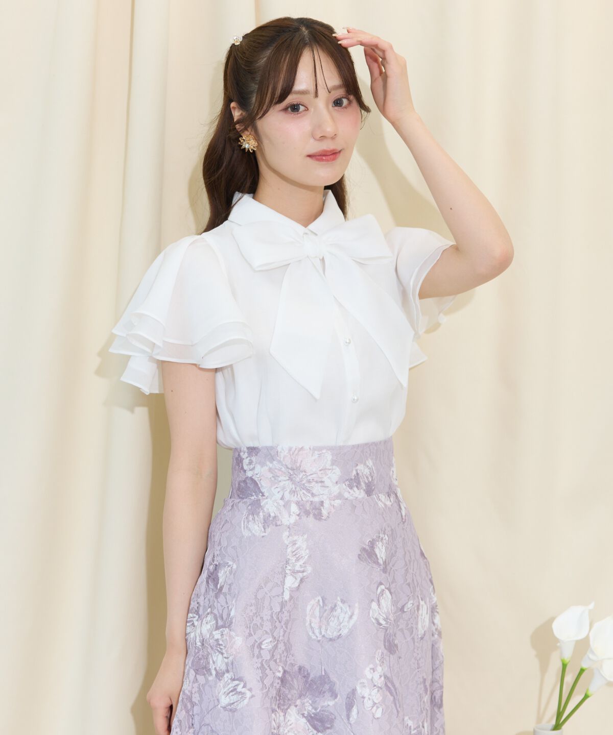 WILLSELECTION「フレアスリーブリボンタイブラウス」|シャツ・ブラウス|