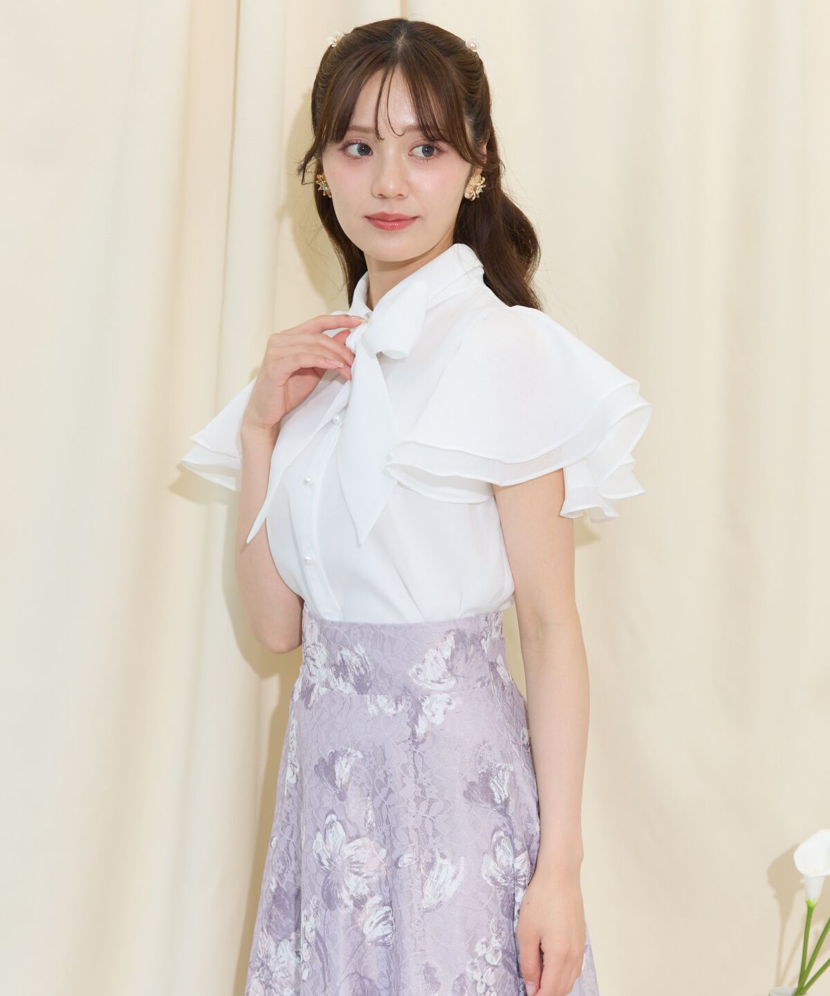 WILLSELECTION「フレアスリーブリボンタイブラウス」|シャツ・ブラウス|