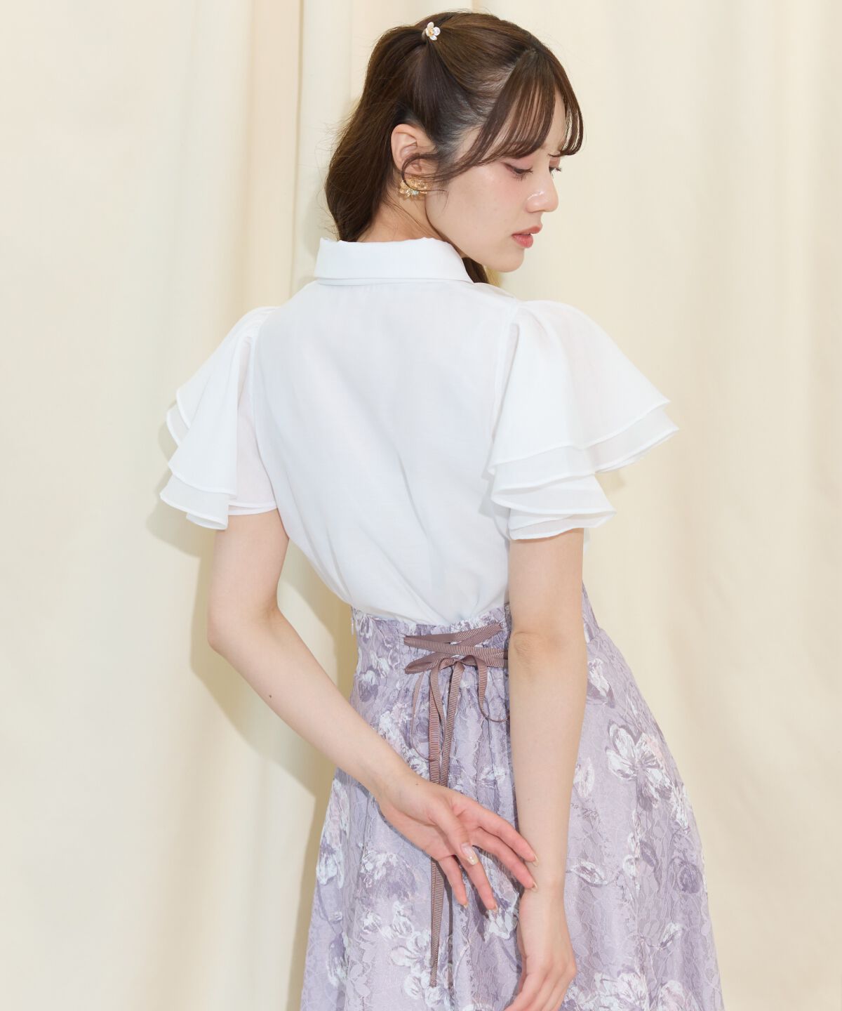 WILLSELECTION「フレアスリーブリボンタイブラウス」|シャツ・ブラウス|