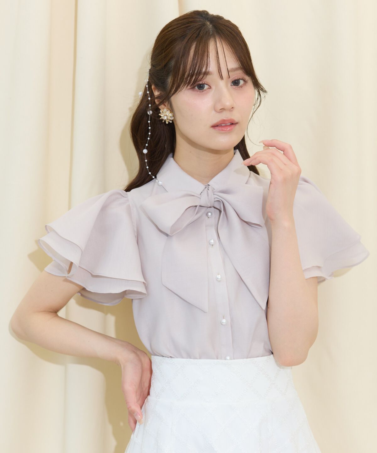 WILLSELECTION「フレアスリーブリボンタイブラウス」|シャツ・ブラウス|