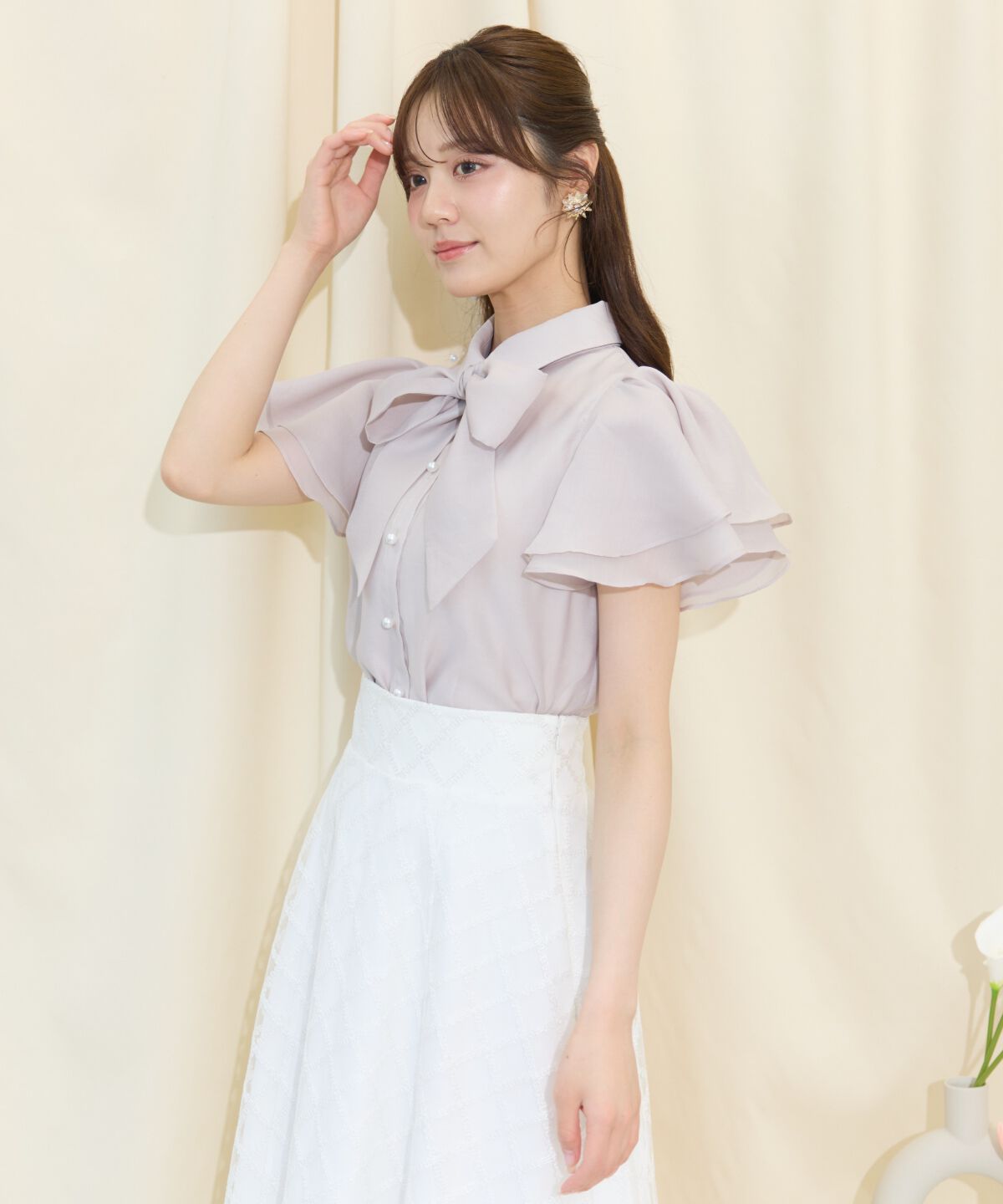 WILLSELECTION「フレアスリーブリボンタイブラウス」|シャツ・ブラウス|