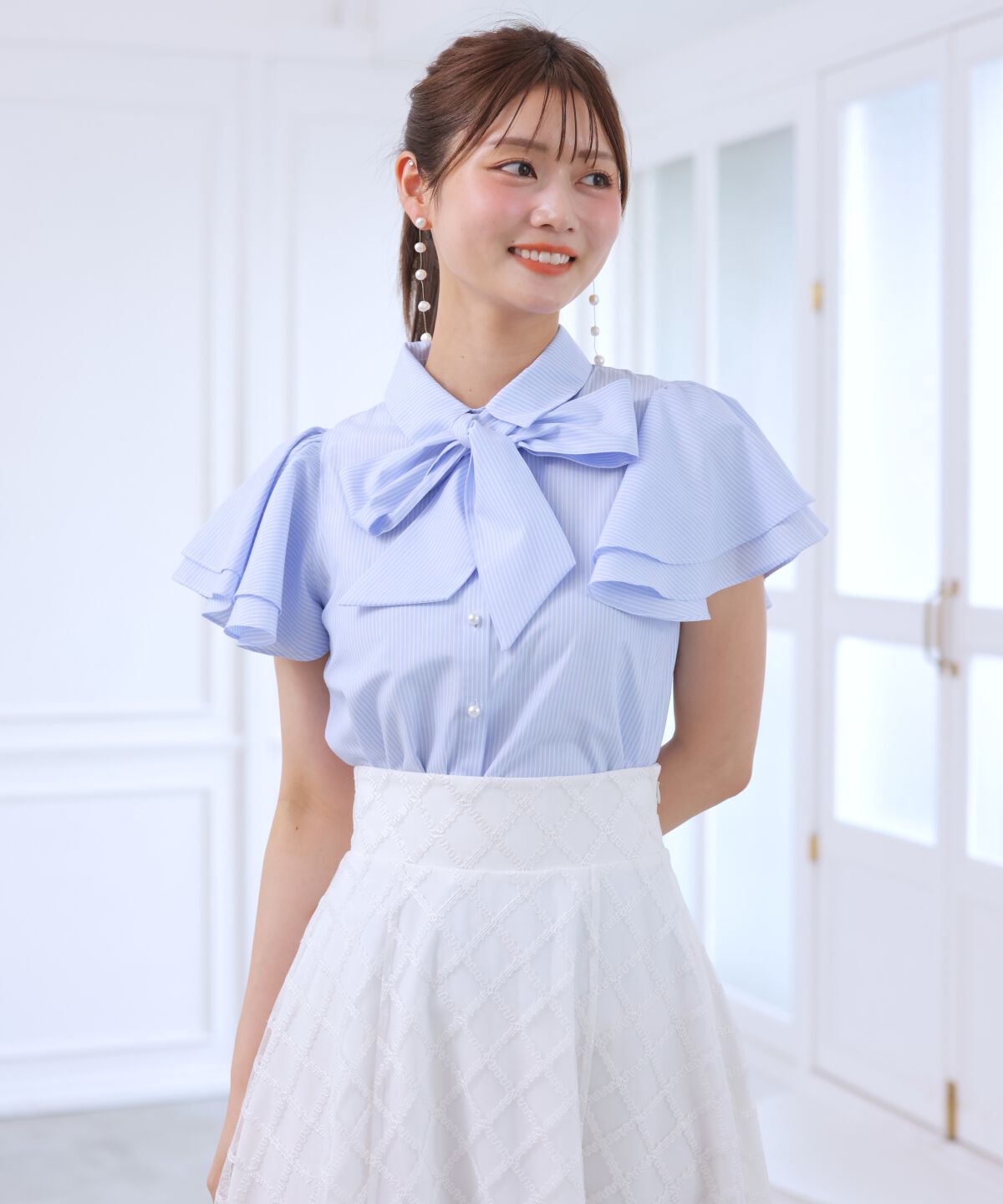 WILLSELECTION「フレアスリーブリボンタイブラウス」|シャツ・ブラウス|