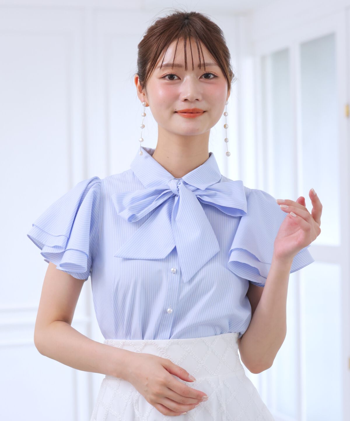 WILLSELECTION「フレアスリーブリボンタイブラウス」|シャツ・ブラウス|