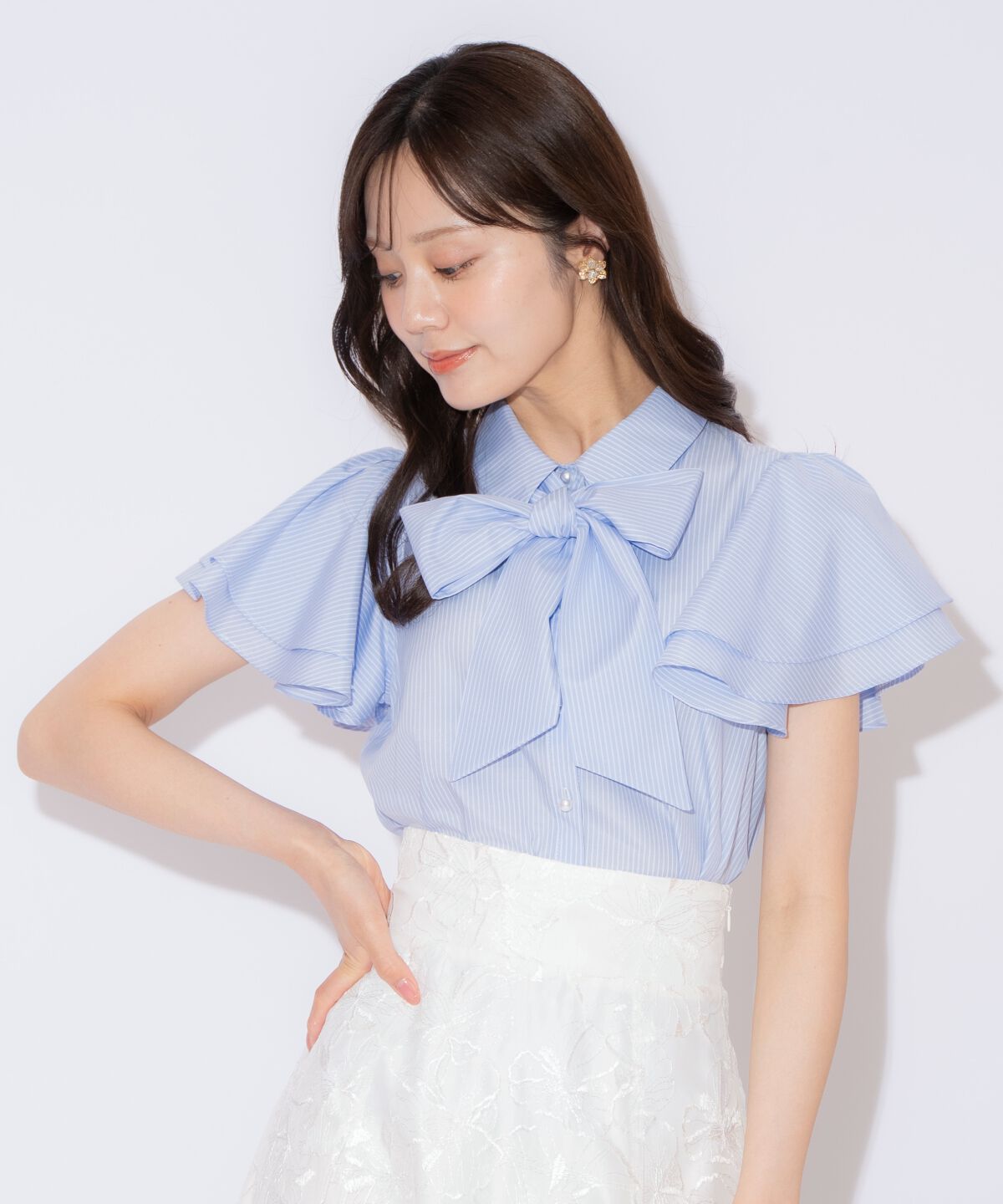 WILLSELECTION「フレアスリーブリボンタイブラウス」|シャツ・ブラウス|