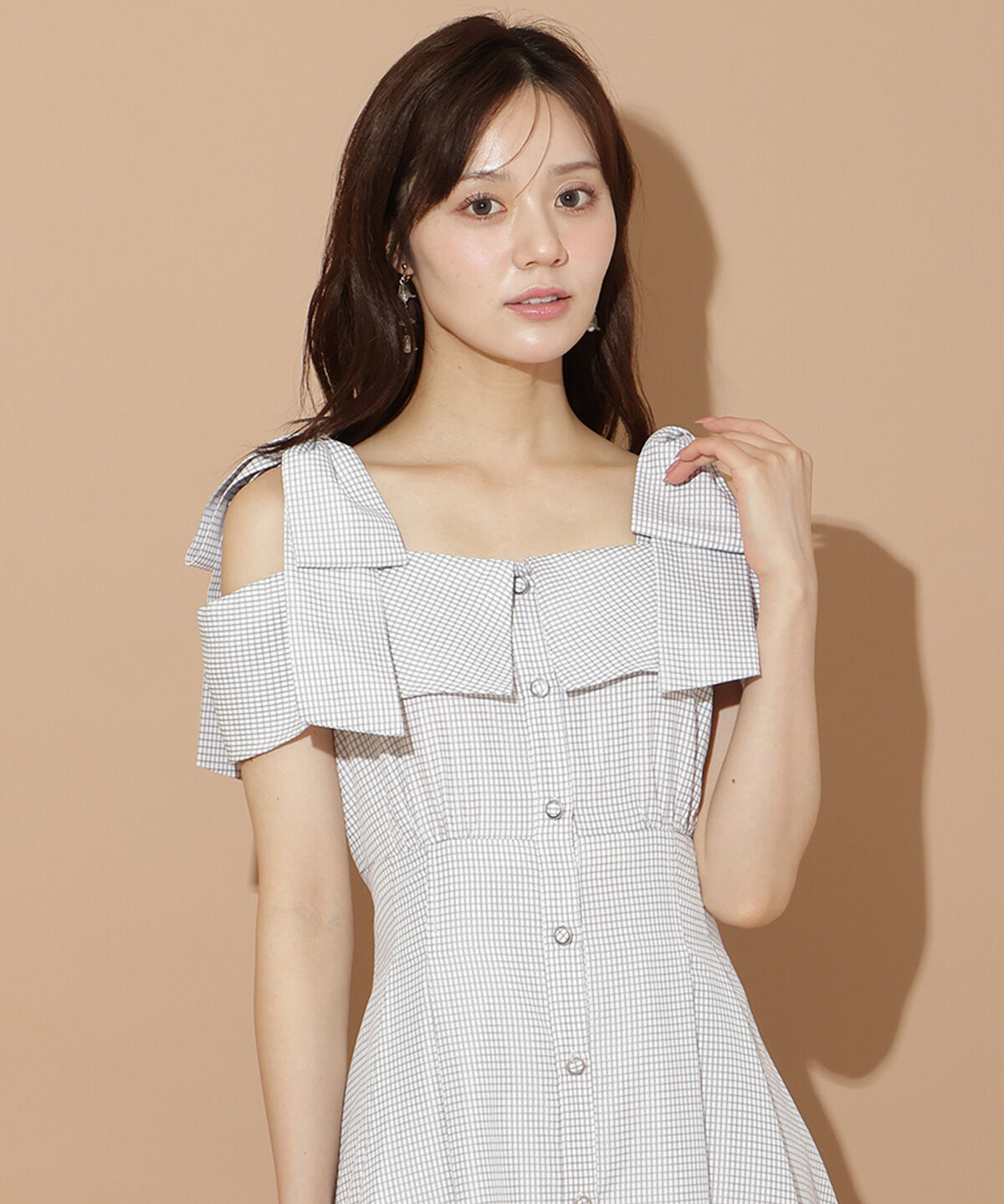 WILLSELECTION「リボンストラップオフショルシャツワンピース」|ワンピース|