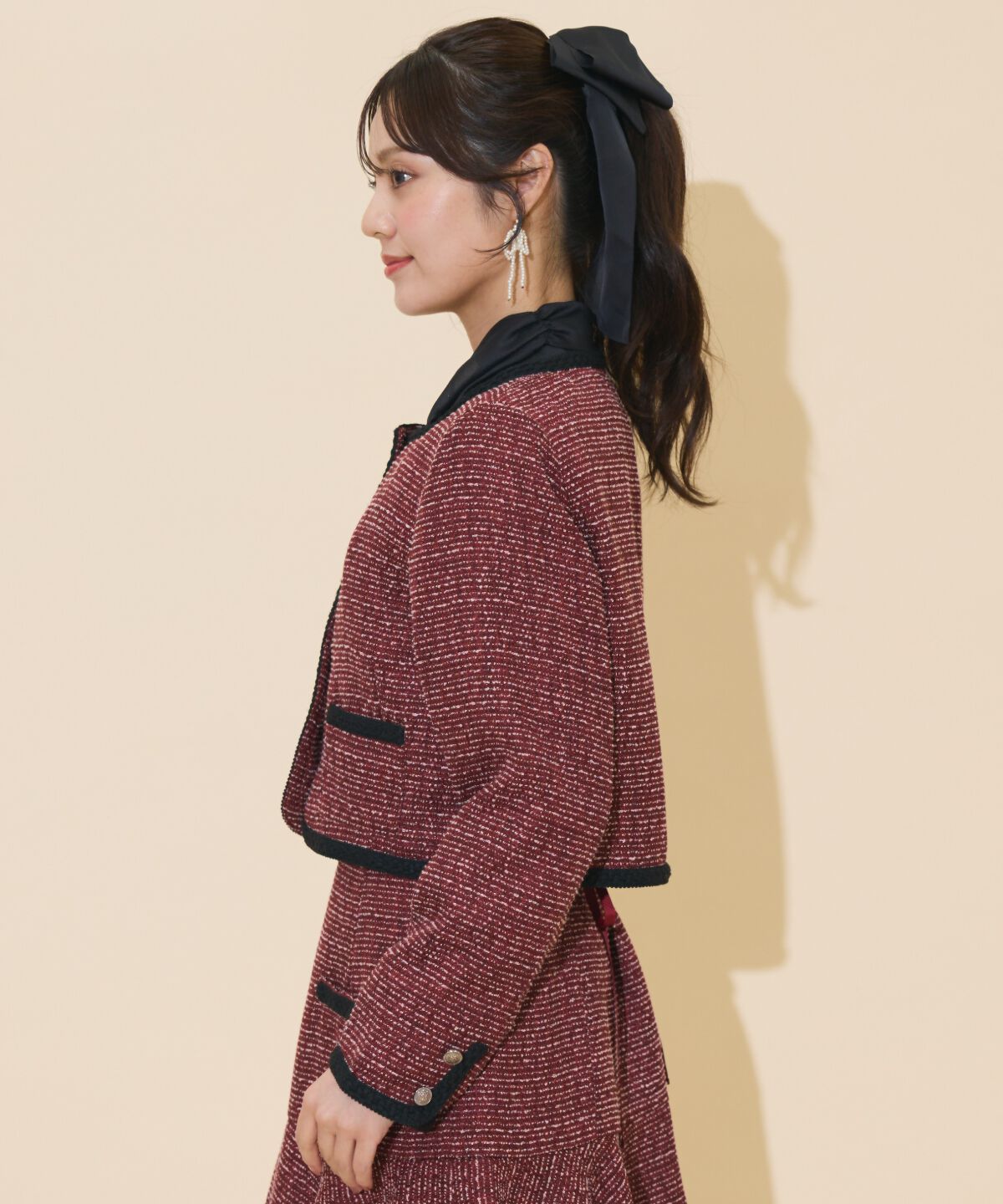 WILLSELECTION「ブレードデザインノーカラーツイードジャケット」|ノーカラージャケット|