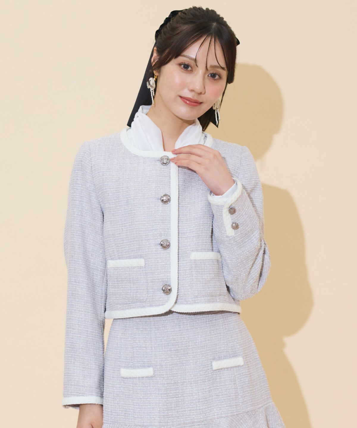 WILLSELECTION「ブレードデザインノーカラーツイードジャケット」|ノーカラージャケット|