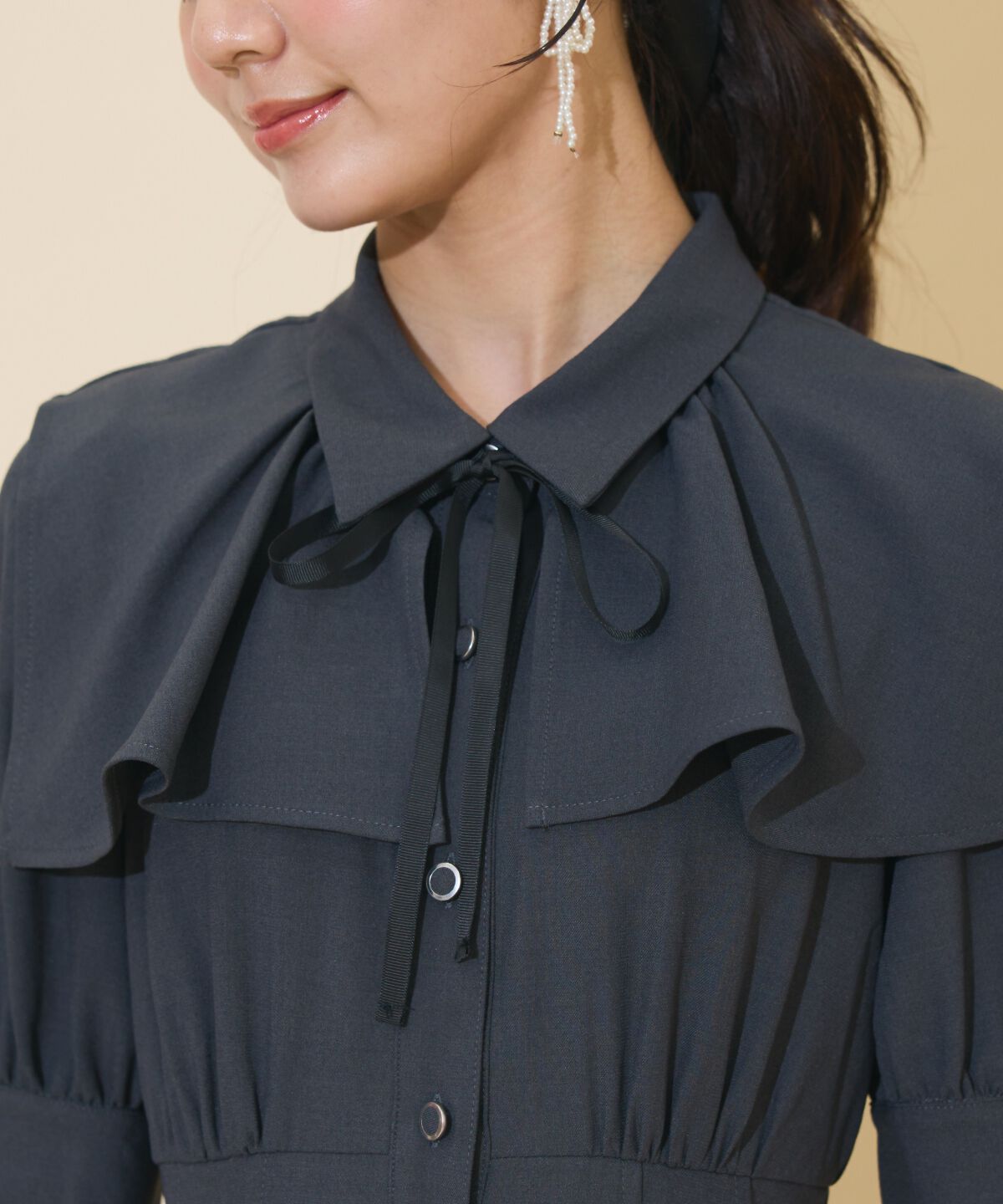 WILLSELECTION「スクエアラッフルシャツワンピース」|ワンピース|