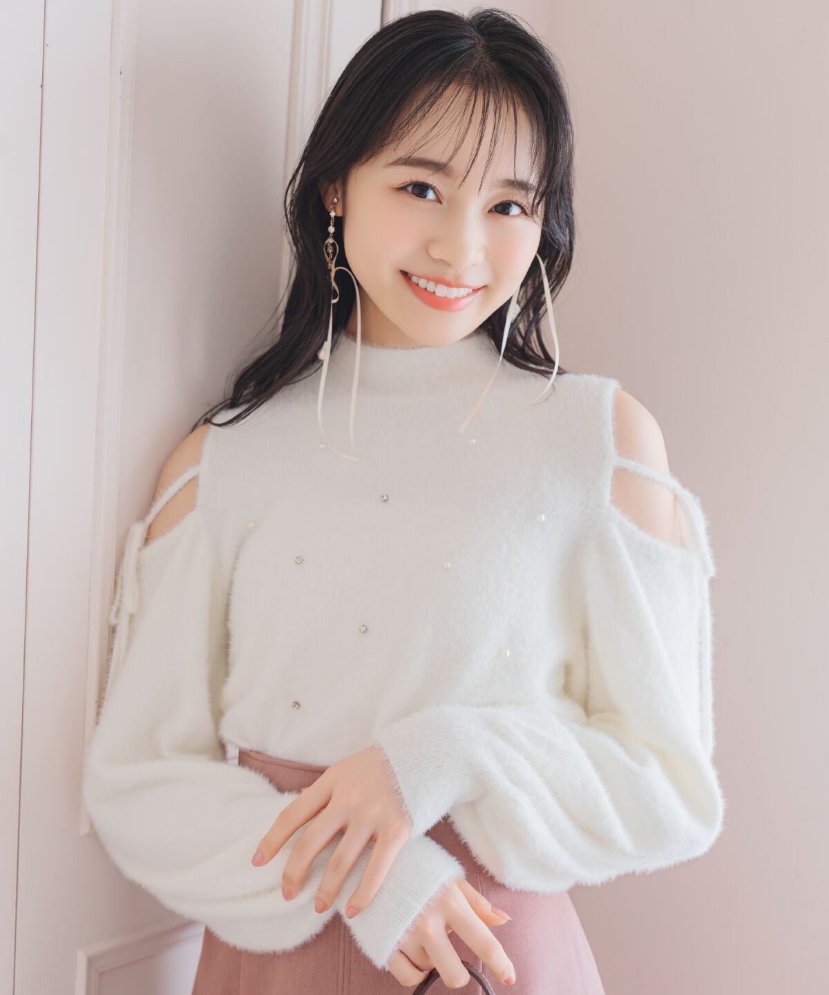 WILLSELECTION「パールビジューフェザーニットトップス」|ニット・セーター|オフ