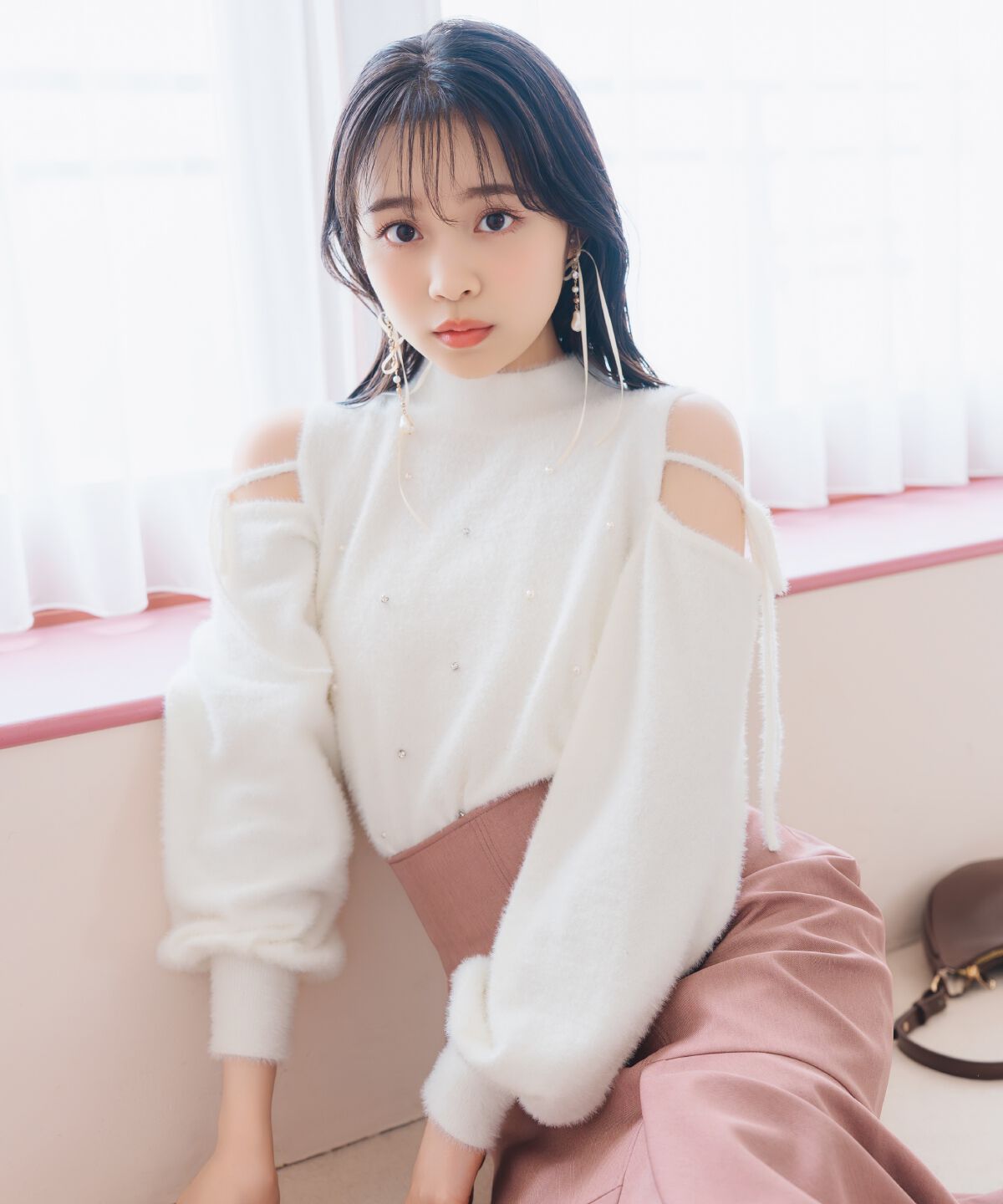 WILLSELECTION「パールビジューフェザーニットトップス」|ニット・セーター|