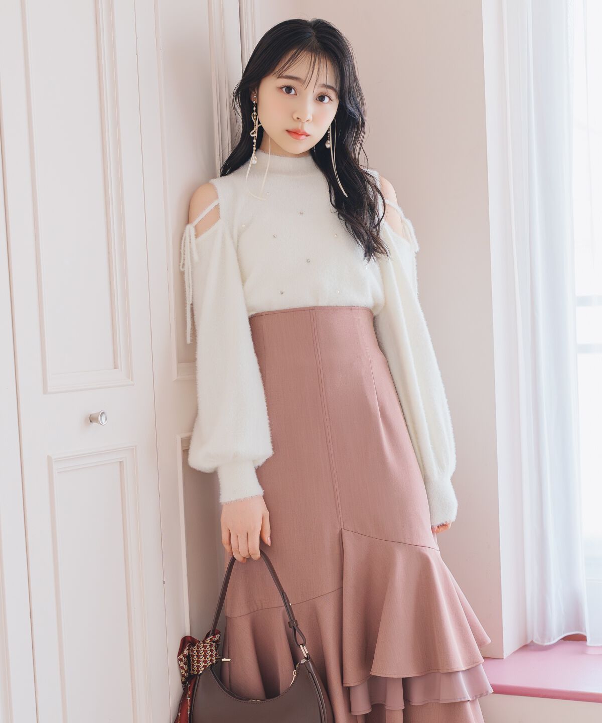 WILLSELECTION「パールビジューフェザーニットトップス」|ニット・セーター|