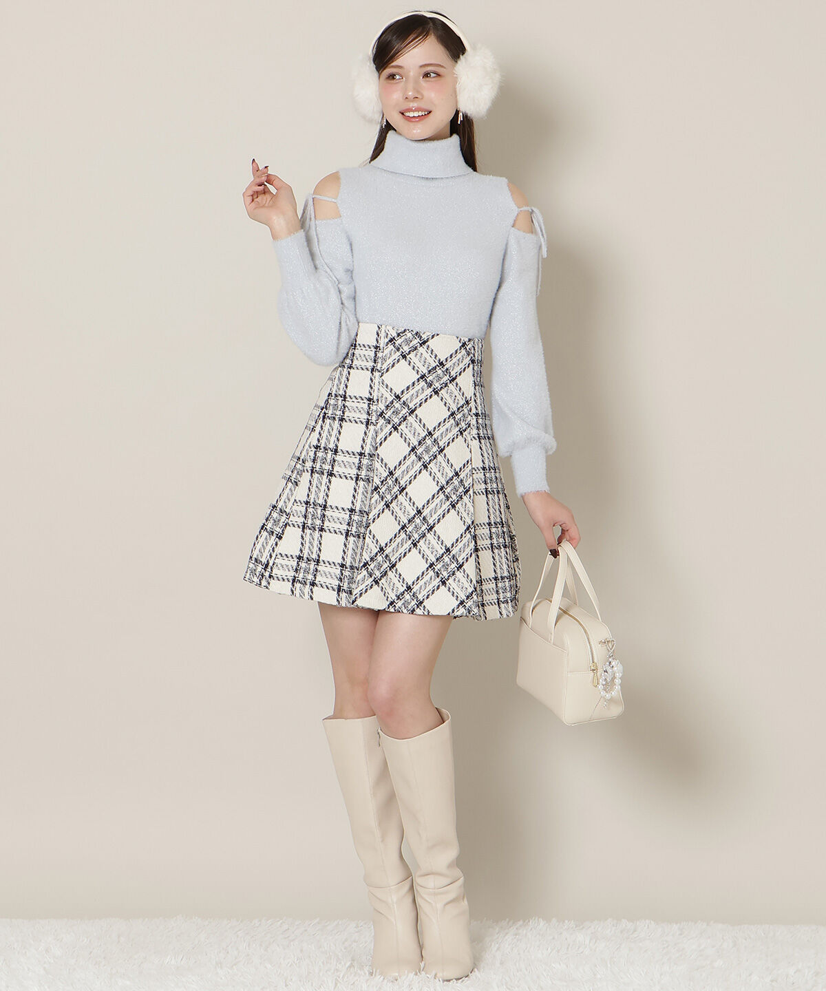 WILLSELECTION「オープンショルダーラメフェザーニット」|ニット・セーター|