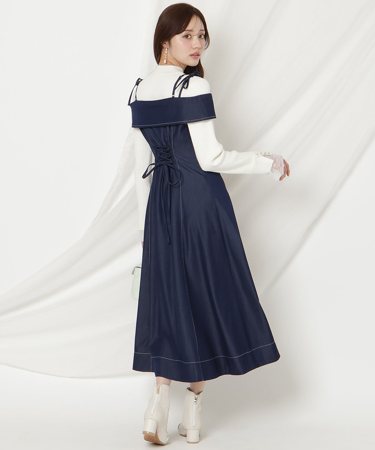 WILLSELECTION「リボンストラップオフショルキャミワンピース」|ワンピース|