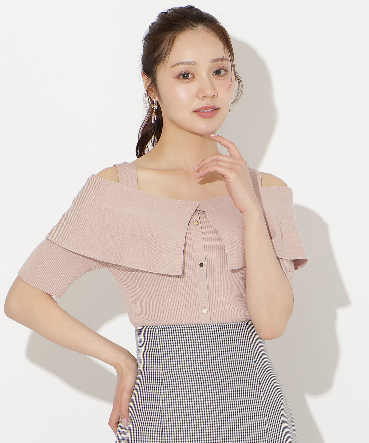 WILLSELECTION「リボンオフショルハーフスリーブニット」|ニット・セーター|