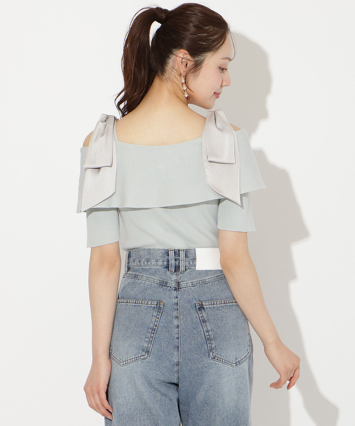 WILLSELECTION「リボンオフショルハーフスリーブニット」|ニット・セーター|