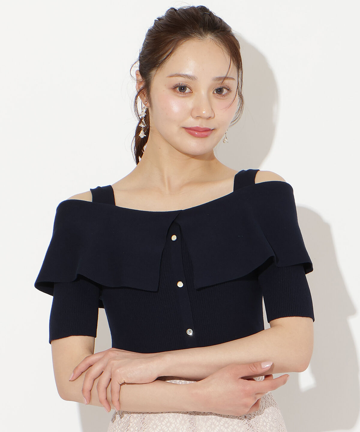 WILLSELECTION「リボンオフショルハーフスリーブニット」|ニット・セーター|