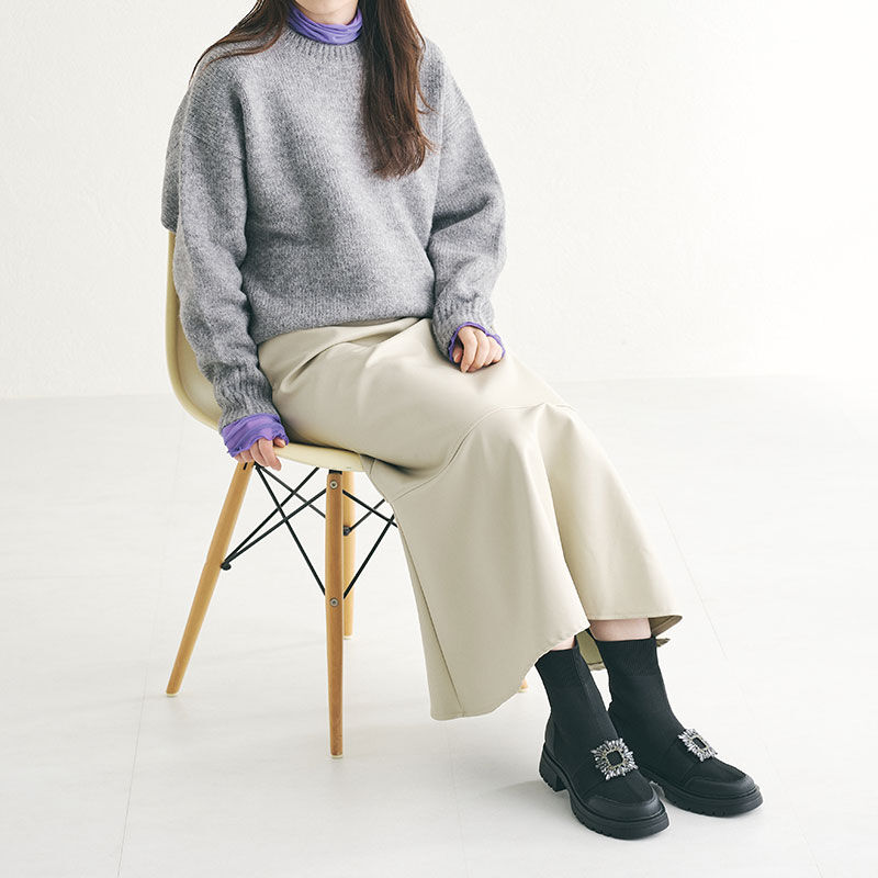 ORiental TRaffic「バックルビジューニットブーツ/31437」|ショートブーツ|