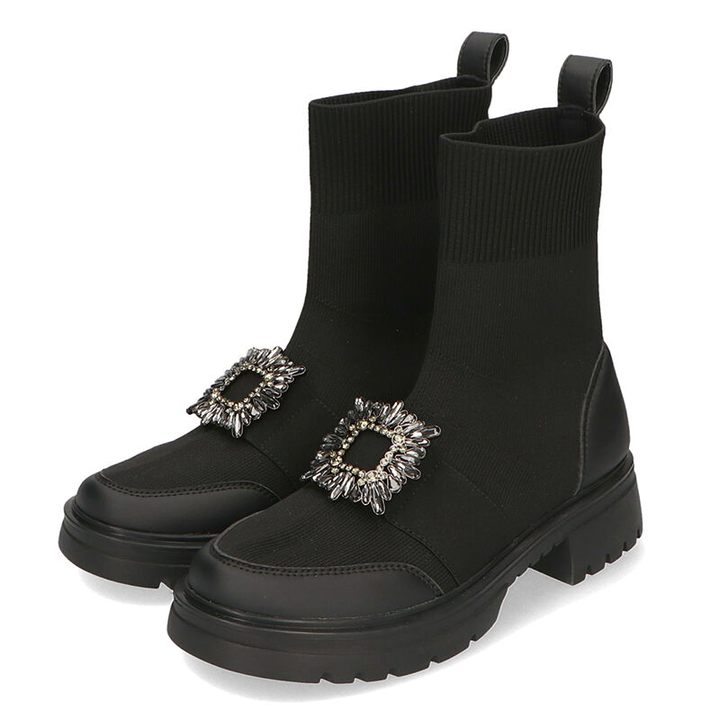 ORiental TRaffic「バックルビジューニットブーツ/31437」|ショートブーツ|