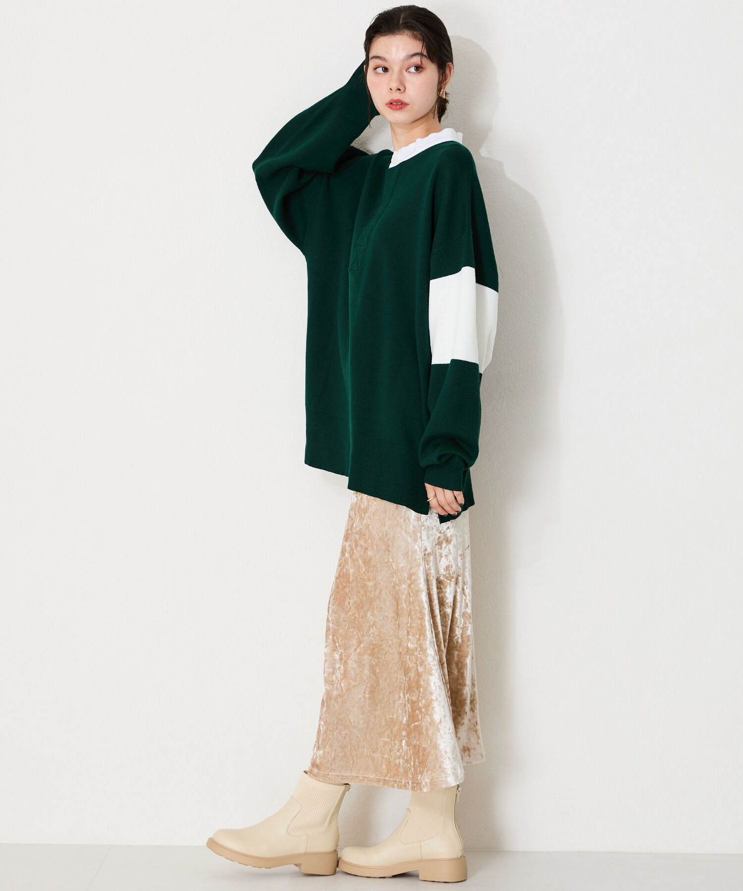 WA Oriental TRaffic「リブ ニット バックジップ ブーツ /42407 ショートブーツ 厚手クッション」|ショートブーツ|