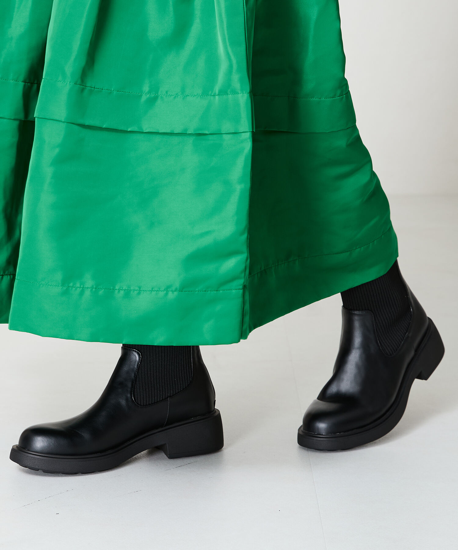 WA Oriental TRaffic「リブ ニット バックジップ ブーツ /42407 ショートブーツ 厚手クッション」|ショートブーツ|