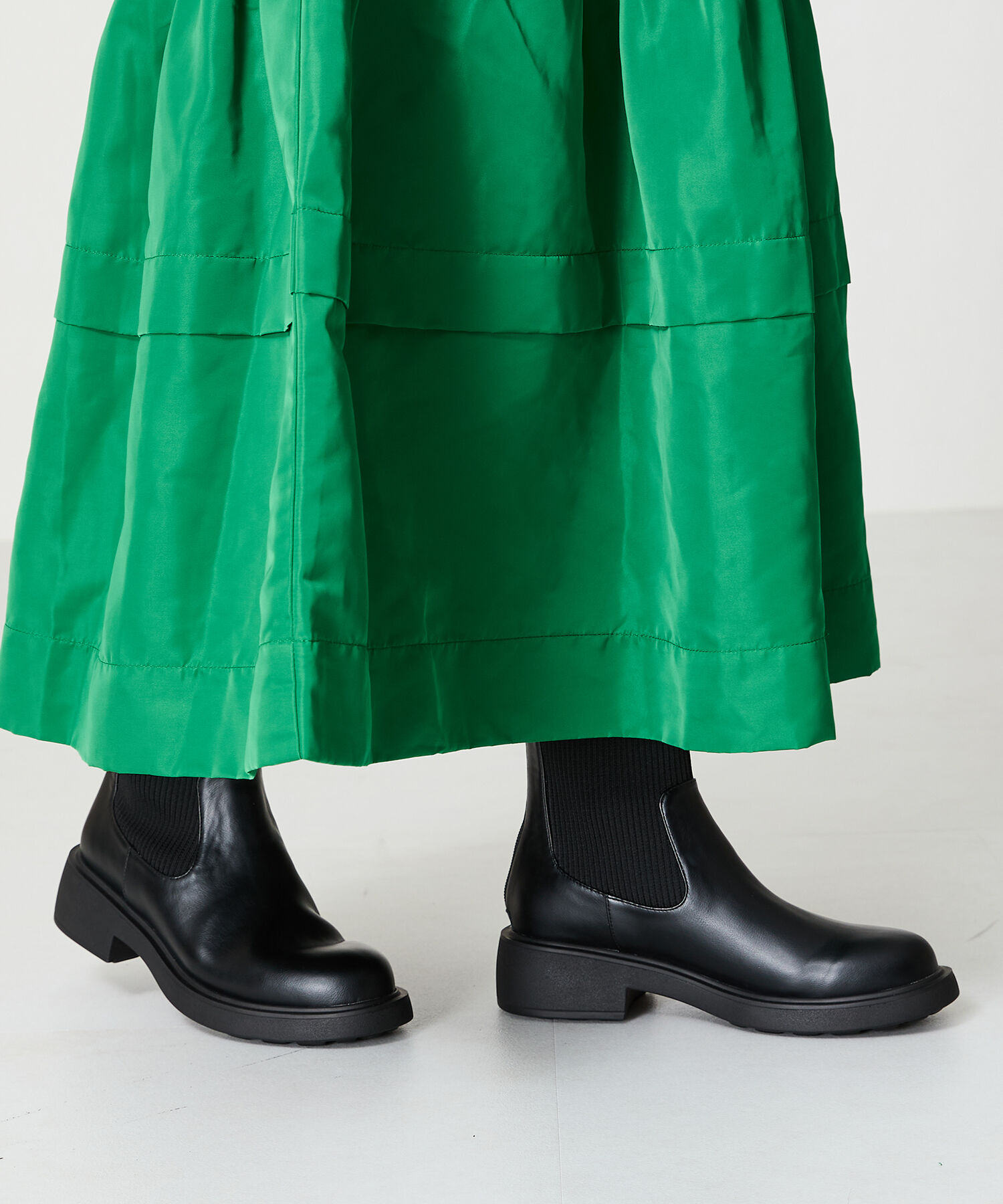 WA Oriental TRaffic「リブ ニット バックジップ ブーツ /42407 ショートブーツ 厚手クッション」|ショートブーツ|