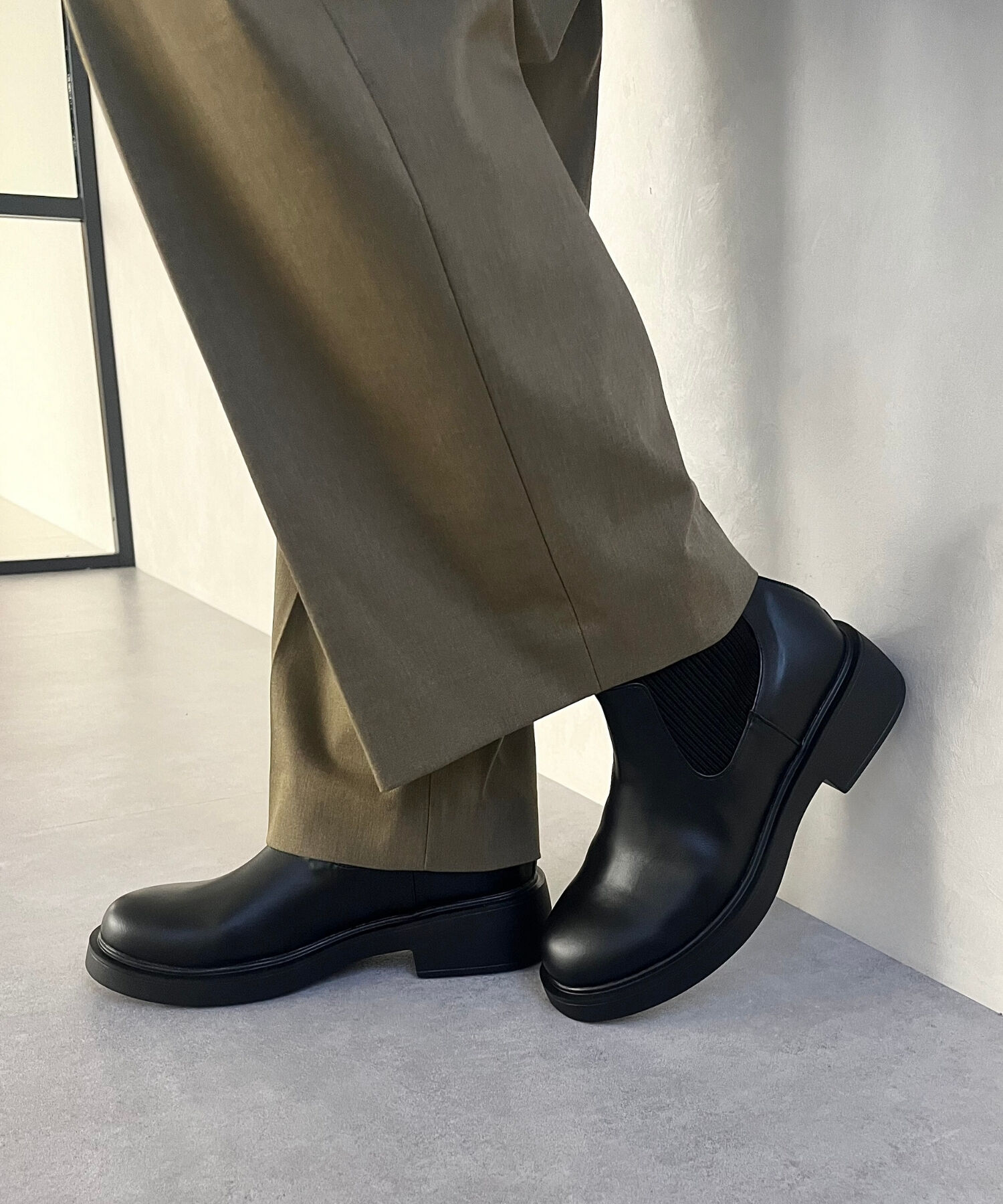 WA Oriental TRaffic「リブ ニット バックジップ ブーツ /42407 ショートブーツ 厚手クッション」|ショートブーツ|