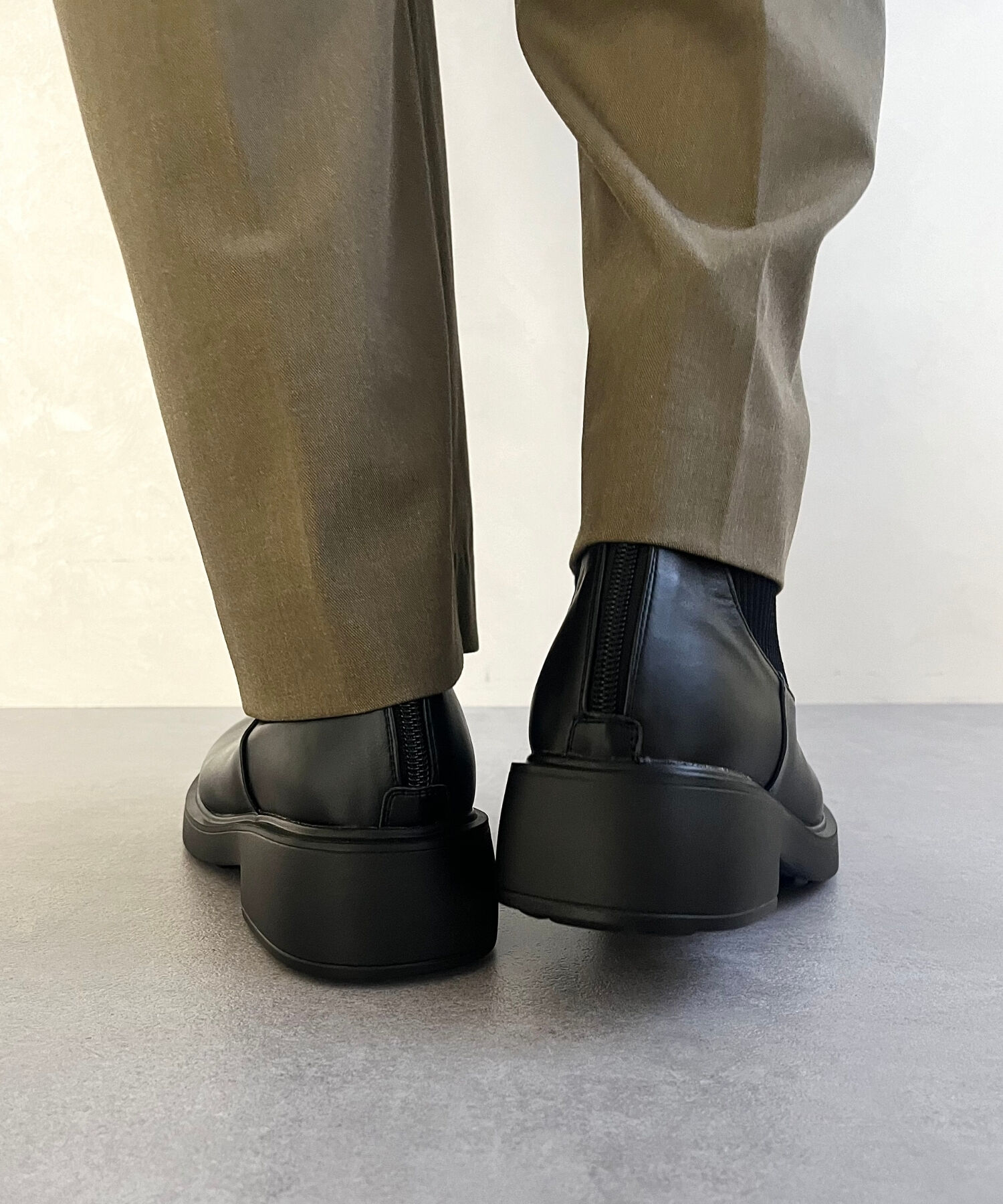 WA Oriental TRaffic「リブ ニット バックジップ ブーツ /42407 ショートブーツ 厚手クッション」|ショートブーツ|