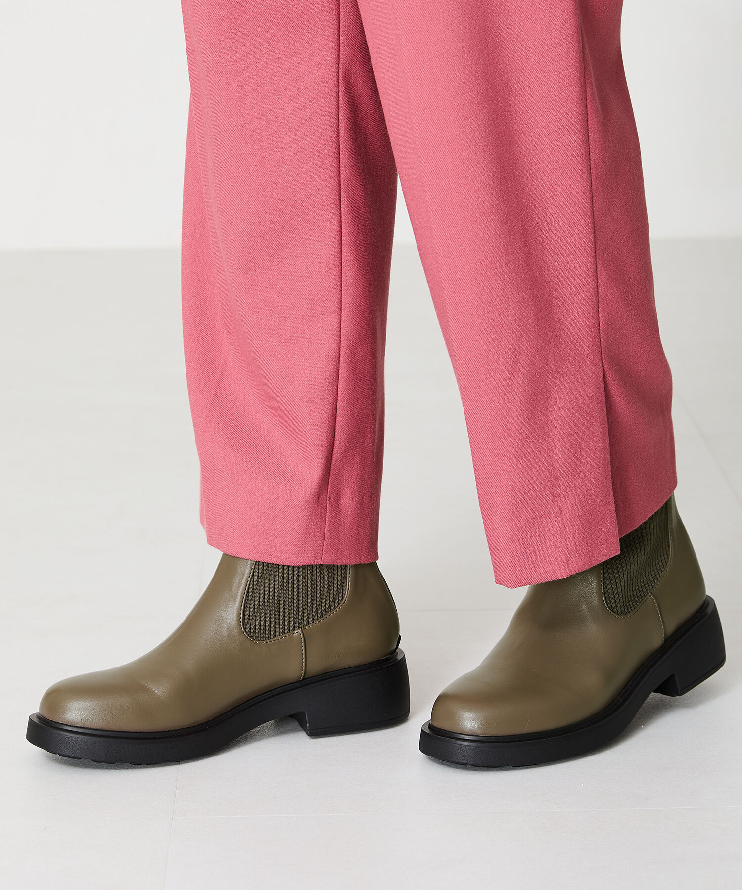 WA Oriental TRaffic「リブ ニット バックジップ ブーツ /42407 ショートブーツ 厚手クッション」|ショートブーツ|