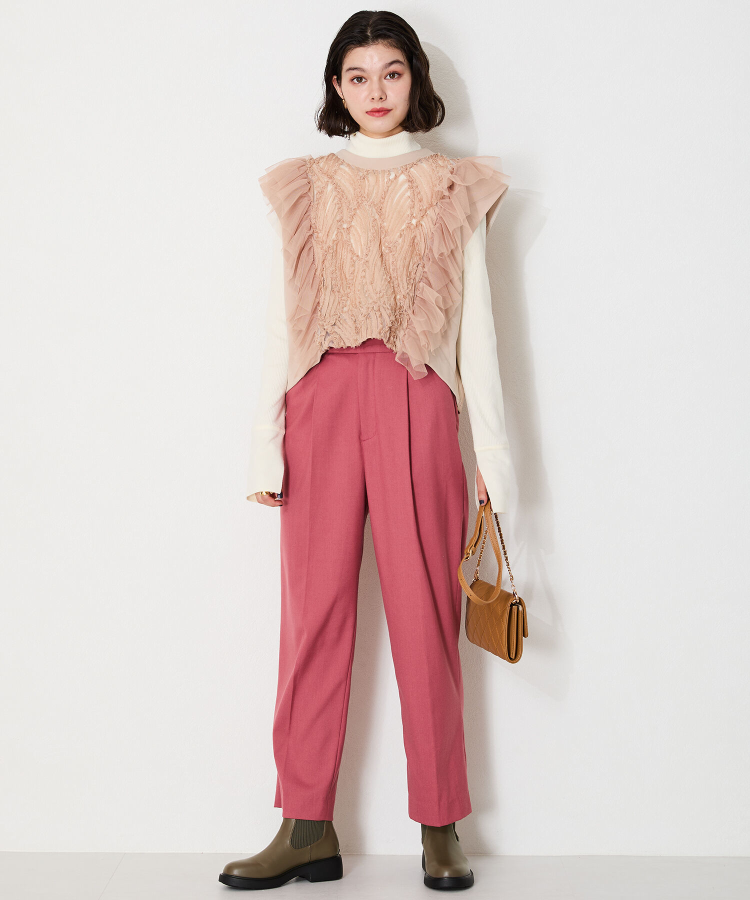 WA Oriental TRaffic「リブ ニット バックジップ ブーツ /42407 ショートブーツ 厚手クッション」|ショートブーツ|