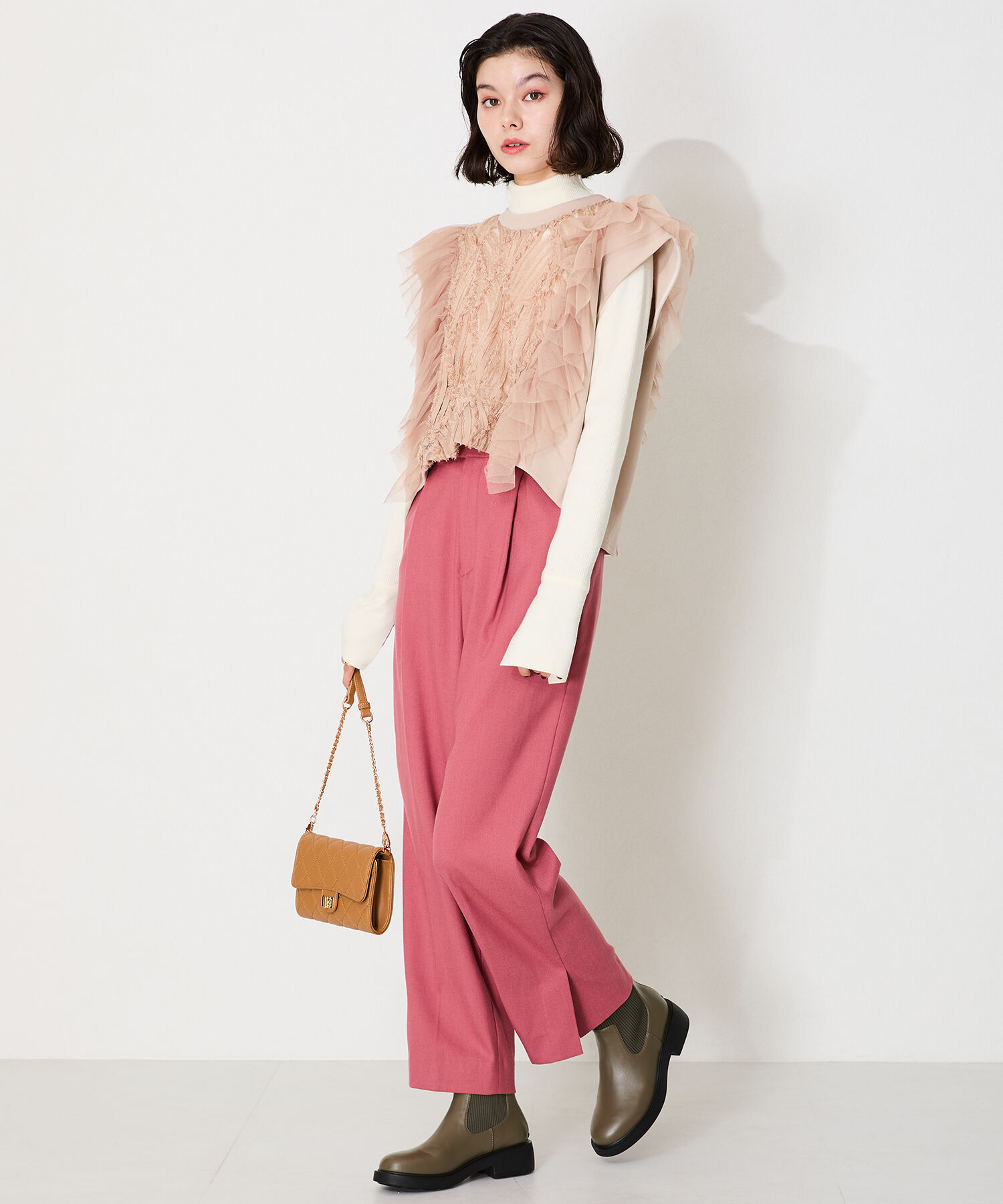 WA Oriental TRaffic「リブ ニット バックジップ ブーツ /42407 ショートブーツ 厚手クッション」|ショートブーツ|