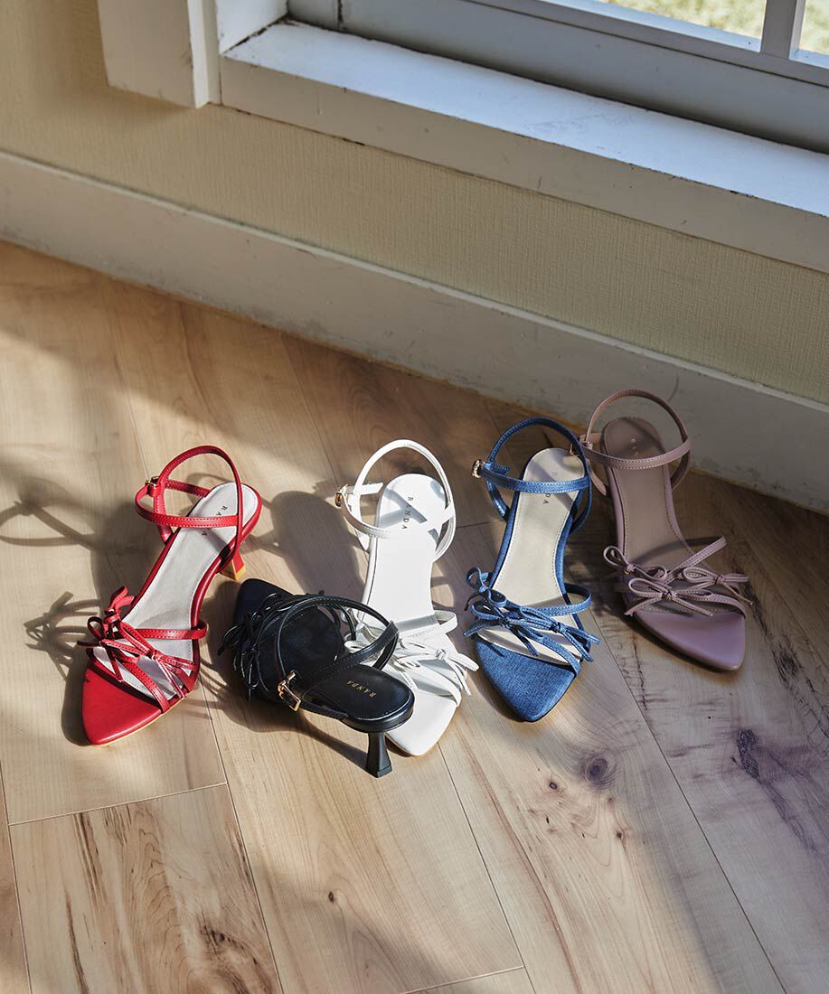  「ミニリボンナローストラップサンダル」|サンダル|