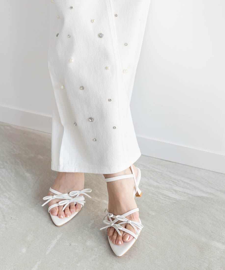  「ミニリボンナローストラップサンダル」|サンダル|