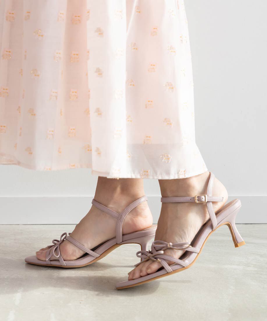  「ミニリボンナローストラップサンダル」|サンダル|