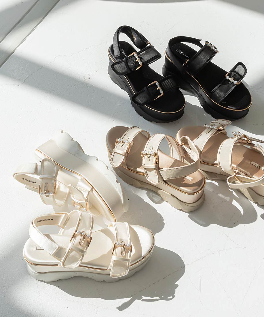  「パールバックルボリュームソールスポーツサンダル」|サンダル|