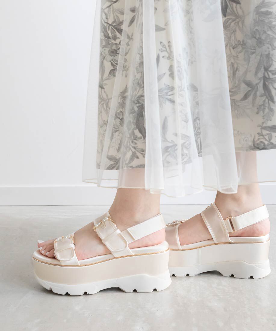  「パールバックルボリュームソールスポーツサンダル」|サンダル|