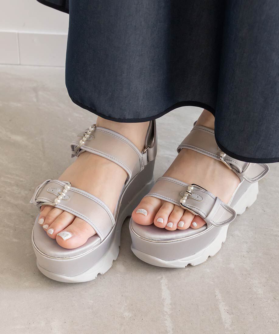  「パールバックルボリュームソールスポーツサンダル」|サンダル|