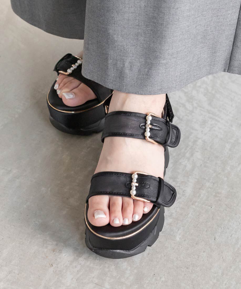  「パールバックルボリュームソールスポーツサンダル」|サンダル|