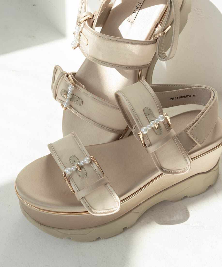  「パールバックルボリュームソールスポーツサンダル」|サンダル|