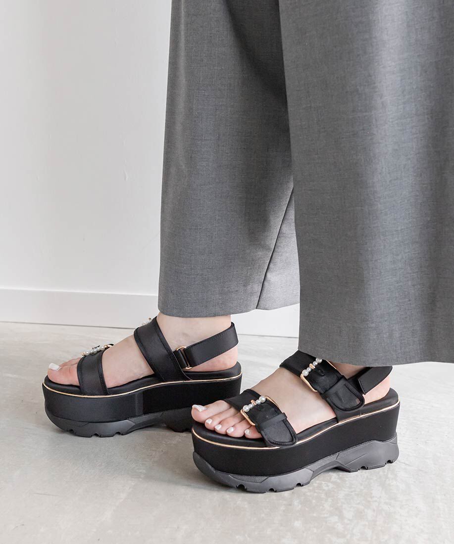  「パールバックルボリュームソールスポーツサンダル」|サンダル|