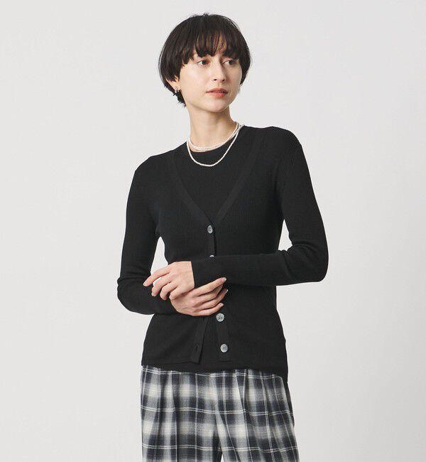 UNITED ARROWS「シルクリブ Vネック カーディガン」|カーディガン|