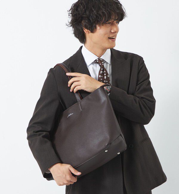 UNITED ARROWS green label relaxing「シボ レザーライク ジップ トート バッグ」|トートバッグ|