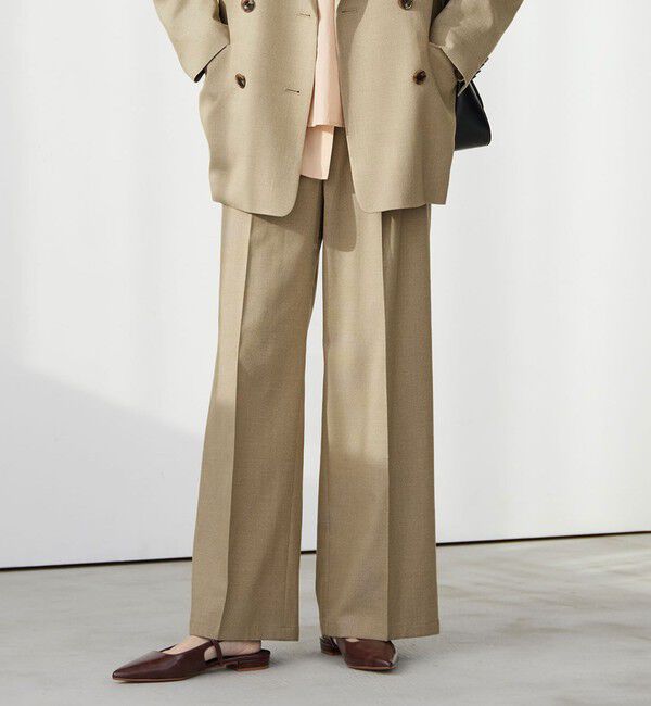 UNITED ARROWS green label relaxing「ラミーブレンド ワイド パンツ」|チノ|BEIGE