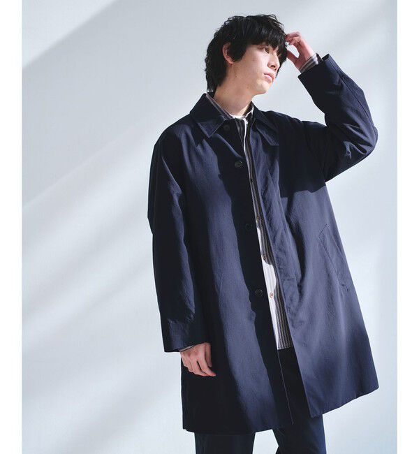 UNITED ARROWS green label relaxing「ナイロンオックス ステンカラーコート ‐撥水‐」|ステンカラーコート|NAVY