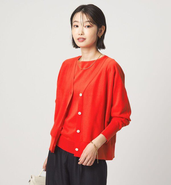 UNITED ARROWS green label relaxing「HIYOKE Vネック ニット カーディガン マシンウォッシャブル 接触冷感 UVカット 遮熱」|カーディガン|RED