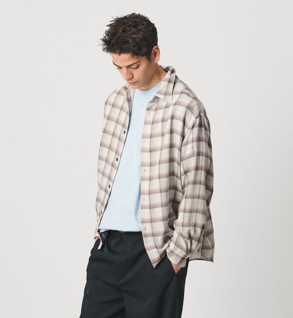 BEAUTY&YOUTH UNITED ARROWS「レイヤード オンブレチェック レギュラー シャツ GRANDE TAPERD型」|シャツ・ブラウス|LT.GRAY