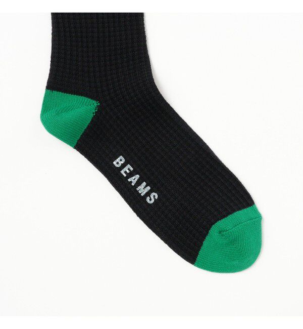 BEAMS「2トーン ワッフル クルーソックス」|ソックス|