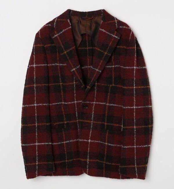 SHIPS「GIANFRANCO BOMMEZZADRI: ブークレ タータンチェック ジャケット」|テーラードジャケット|レッド